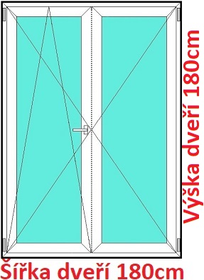 Balkonov - dvojkrdl Dvojkrdlov balknov dvere 180x180 cm, otvrav a sklopn, Soft