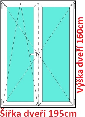 Balkonov - dvojkrdl Dvojkrdlov balknov dvere 195x160 cm, otvrav a sklopn, Soft