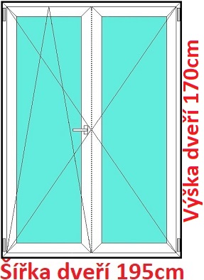 Balkonov - dvojkrdl Dvojkrdlov balknov dvere 195x170 cm, otvrav a sklopn, Soft