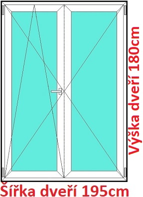 Balkonov - dvojkrdl Dvojkrdlov balknov dvere 195x180 cm, otvrav a sklopn, Soft
