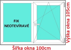 Dvojkrdlov okna FIX+OS SOFT rka 100 a 105cm Dvojkrdlov plastov okno 100x105 cm, FIX+OS, Soft