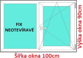 Dvojkrdlov plastov okno 100x90 cm, FIX+OS, Soft