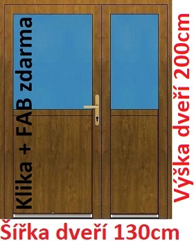 Vchodov dvere - Akce! Dvojkrdlov vchodov dvere plastov Soft 1/2 sklo 130x200 cm - Akce!