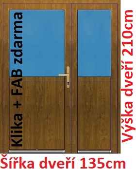 Vchodov dvere - Akce! Dvojkrdlov vchodov dvere plastov Soft 1/2 sklo 135x210 cm - Akce!