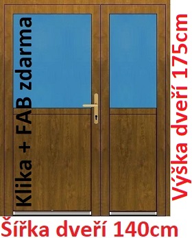 Vchodov dvere - Akce! Dvojkrdlov vchodov dvere plastov Soft 1/2 sklo 140x175 cm - Akce!
